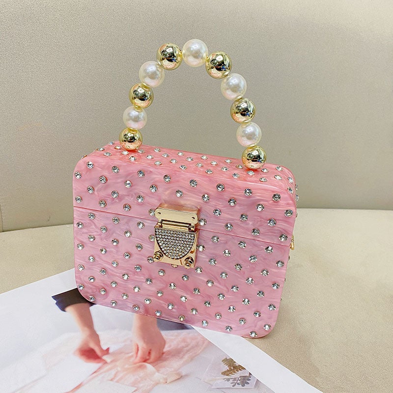 Fashionable Simple Polka Dian Socialite Acrylic Evening Bag Women'S Diamond-Encrusted Handbag Beaded High-Grade Acrylic Bag - Image 2