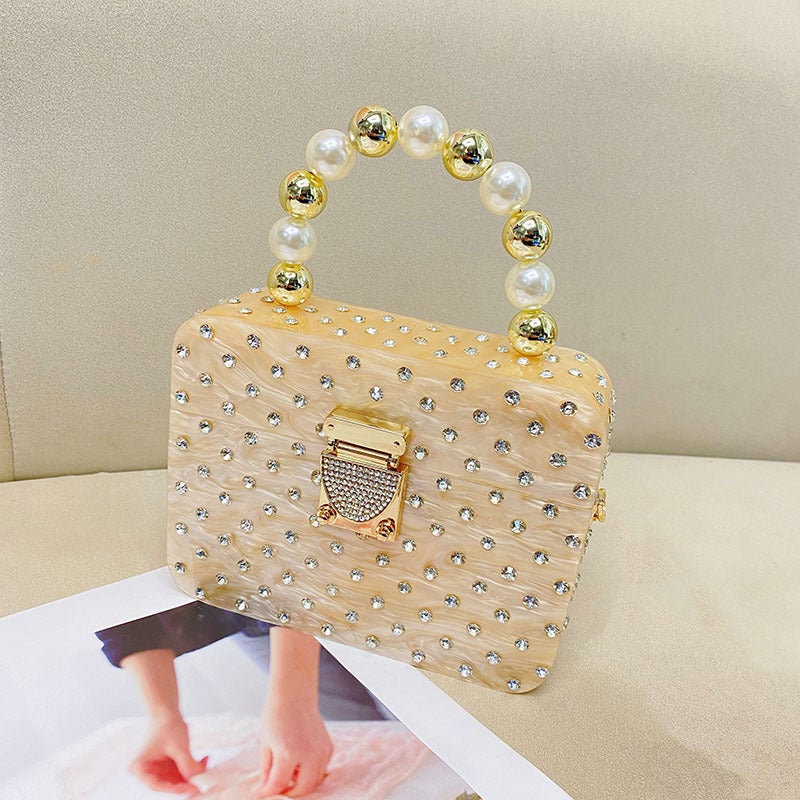 Fashionable Simple Polka Dian Socialite Acrylic Evening Bag Women'S Diamond-Encrusted Handbag Beaded High-Grade Acrylic Bag - Image 4
