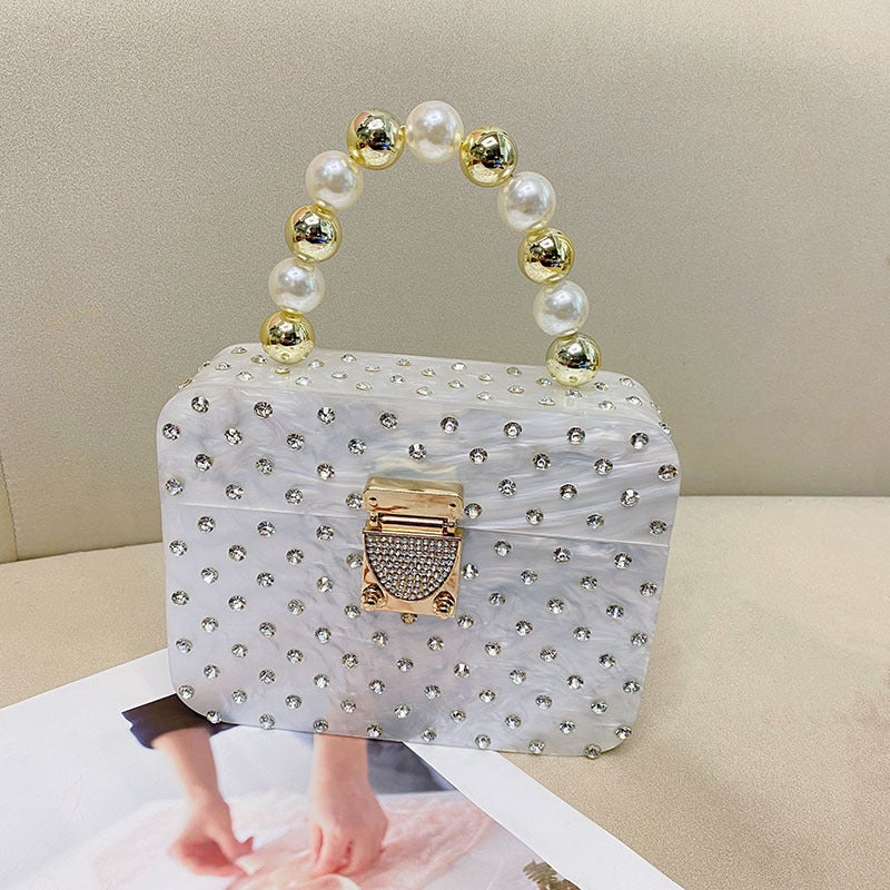 Fashionable Simple Polka Dian Socialite Acrylic Evening Bag Women'S Diamond-Encrusted Handbag Beaded High-Grade Acrylic Bag - Image 3