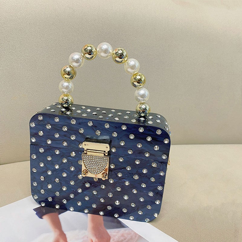 Fashionable Simple Polka Dian Socialite Acrylic Evening Bag Women'S Diamond-Encrusted Handbag Beaded High-Grade Acrylic Bag - Image 5