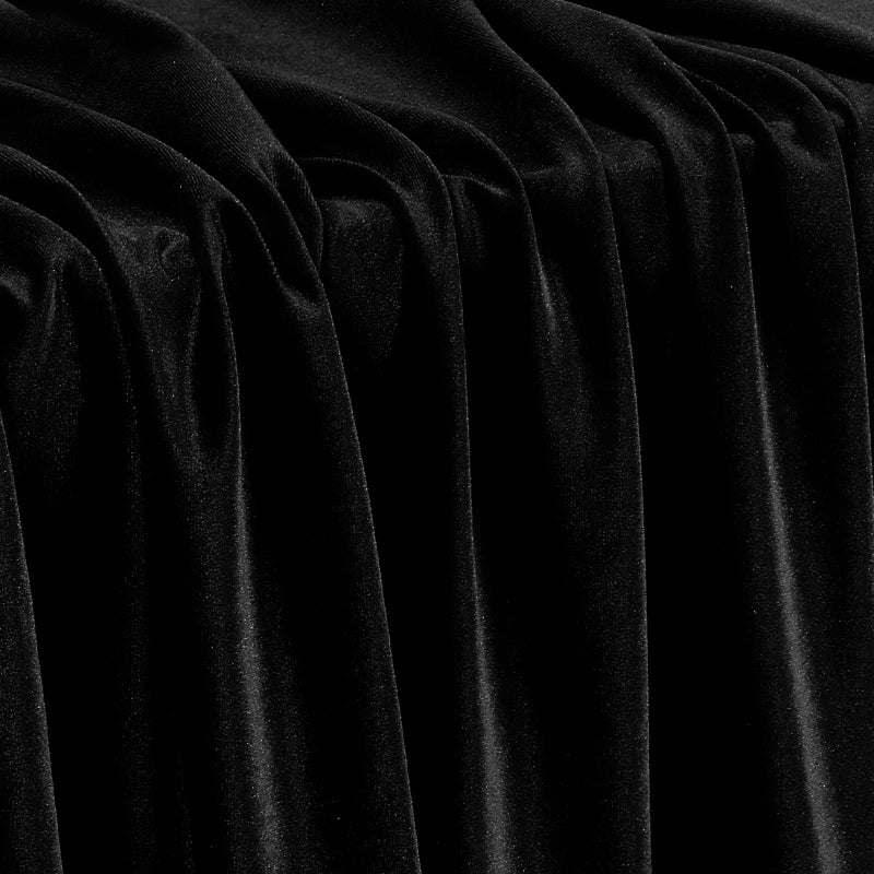 KKJIAF Black Stretch Velvet Fabric 60 Inch Wide, 1 Yard Soft Stretchy Fabric for Sewing Clothes, Apparel, Costume, Crafts - 90% Polyester 10% Spandex - Image 1