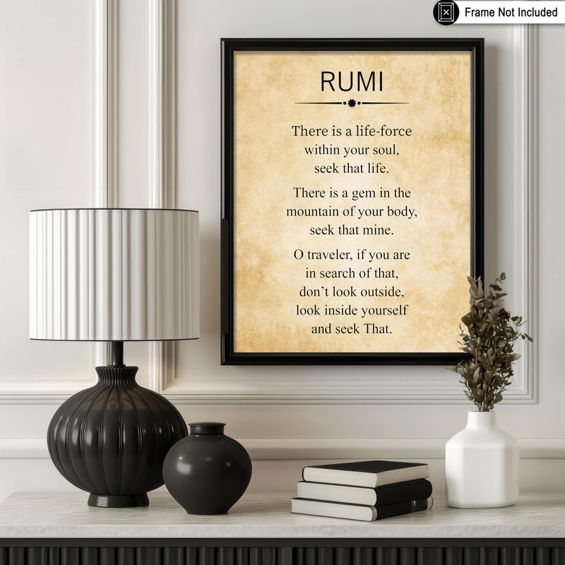 Poster Master Rumi Poster - Rumi Poem Print - Motivational Quote Art - Finding Your Passion Art - Graduation Gift for Men, Women - Inspiring Decor for Dorm, Office, Classroom - 8x10 UNFRAMED Wall Art - Image 3