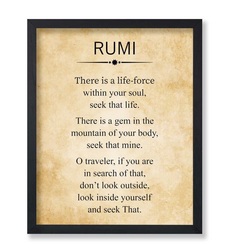 Poster Master Rumi Poster - Rumi Poem Print - Motivational Quote Art - Finding Your Passion Art - Graduation Gift for Men, Women - Inspiring Decor for Dorm, Office, Classroom - 8x10 UNFRAMED Wall Art - Image 1