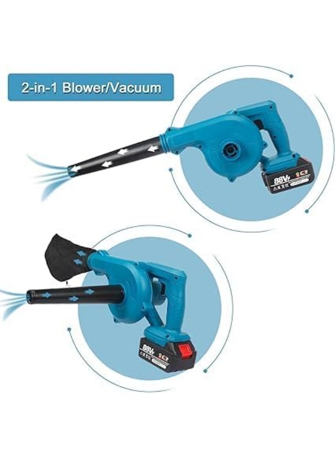 فكسر منفاخ أوراق يدوي لاسلكي ٢٤ فولت مع بطاريتين وشاحن - محرك توربو كهربائي بدون فرشاة، منفاخ ومكنسة كهربائية ٢ في ١ لتنظيف الحدائق والفناء والشرفات والمرآب - Image 3