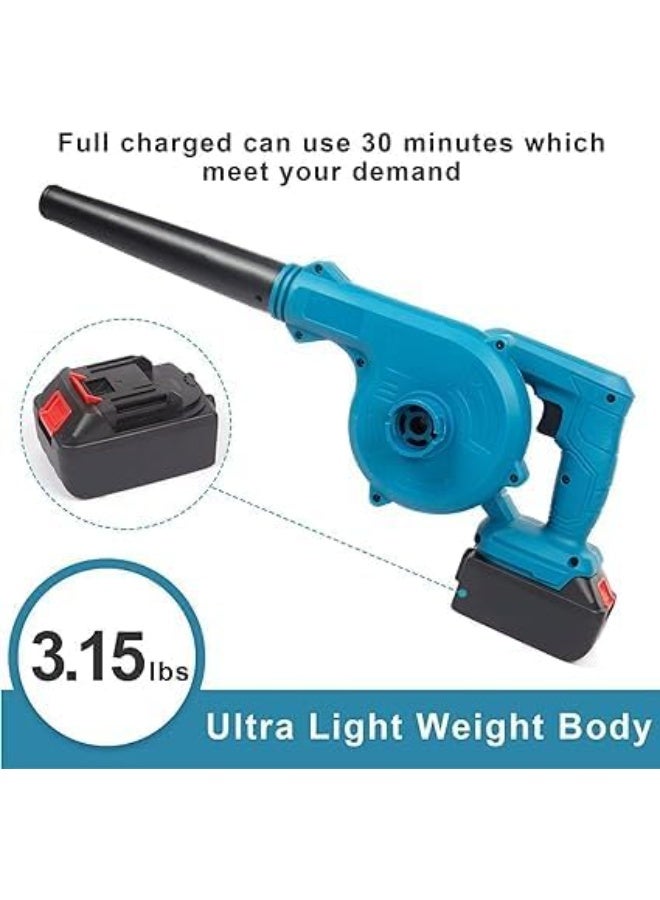 فكسر منفاخ أوراق يدوي لاسلكي ٢٤ فولت مع بطاريتين وشاحن - محرك توربو كهربائي بدون فرشاة، منفاخ ومكنسة كهربائية ٢ في ١ لتنظيف الحدائق والفناء والشرفات والمرآب - Image 2