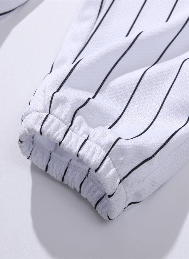 Mowbeat Baby Boy Baseball Jersey Shorts Sets Kid's Solid Color Stripe Outfit Jersey Shirt Elastic Waist Trousers 2PCS (Pants Suit,6Years,6 Years,Baby Boys,Unisex,Little Kid,US,Age,US,6 Years) - Image 2