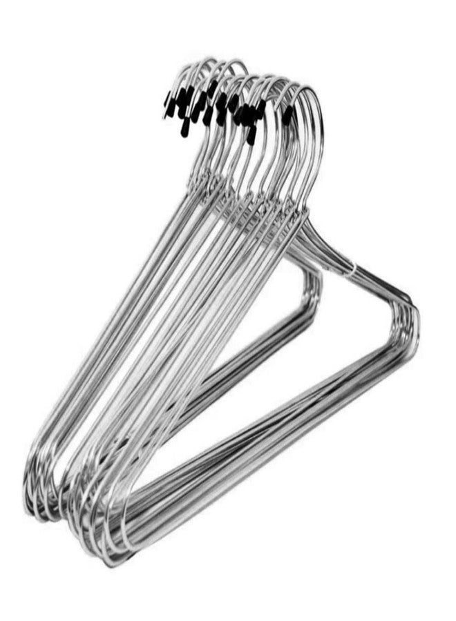 FERIO Premium Garment Hanger for Clothes Heavy Duty Stainless Steel Cloth Hangers, Silver Hanger Pack of 12 Dry Wet Clothes Hangers Space Saving, Suits, Saree, Pants, Shirts, Non Slip Grooves - Image 1