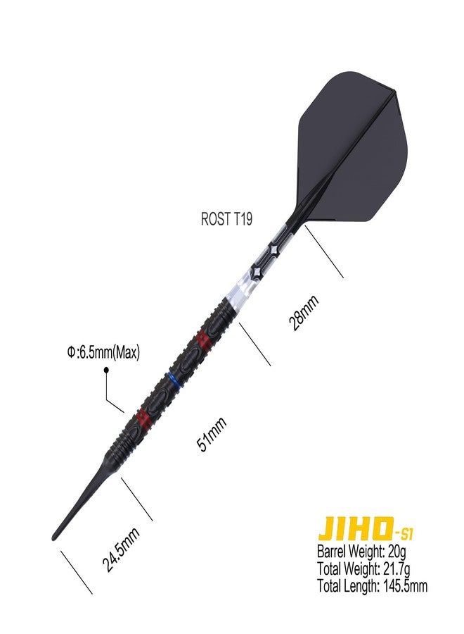 كيوسول مجموعة سهام CUESOUL JIHO S1 بوزن 20 غرام، ذات رأس ناعم، مصنوعة من 90% تنجستن، مع طلاء تيتانيوم وريشة ROST T19 موحدة. - Image 2