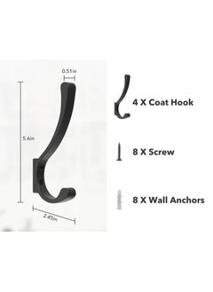RATSAW 4 Pack Hanging Coat Hooks Wall Mount - Wall Hooks For Hanging Heavy Duty (30LB) Large Coat Hanger Wall Hangers Metal Hooks For Hanging Towels Backpack Hat Jacket Key Bag Purse Clothes Robe Dog Leash  - Image 3