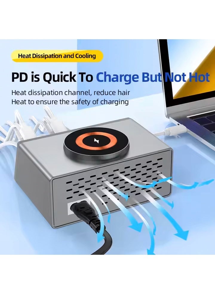 general 140W 8 Ports All-in-One Magnetic Wireless USB Charging Station Digital Display PD 65W Type C Computer Charger Cell Phone Charger - Image 2