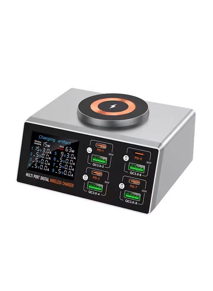 general 140W 8 Ports All-in-One Magnetic Wireless USB Charging Station Digital Display PD 65W Type C Computer Charger Cell Phone Charger - Image 5