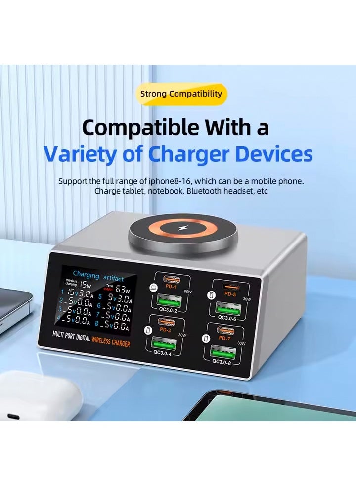 general 140W 8 Ports All-in-One Magnetic Wireless USB Charging Station Digital Display PD 65W Type C Computer Charger Cell Phone Charger - Image 4