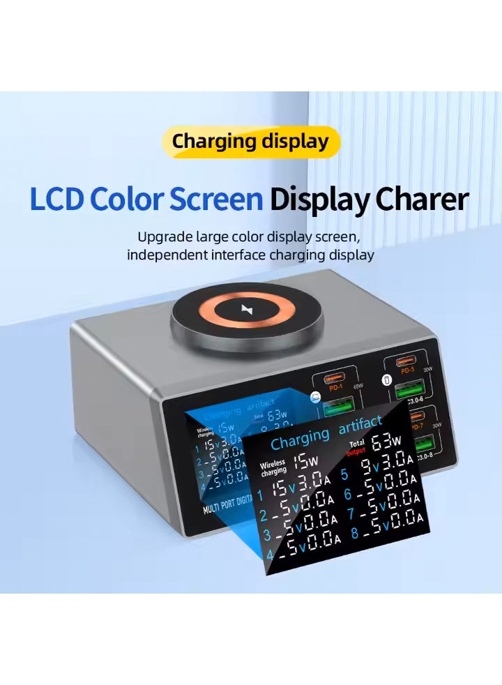 general 140W 8 Ports All-in-One Magnetic Wireless USB Charging Station Digital Display PD 65W Type C Computer Charger Cell Phone Charger - Image 1