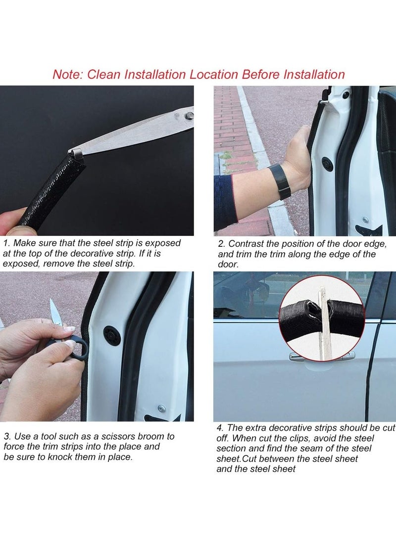 Scrolls Car Door Edge Guards 16.4ft (5M) Rubber U Shape Edge Trim Seal Protector Car Protection Door Edge Fit for Universal Car Black, completely tightly fit Black  - Image 3