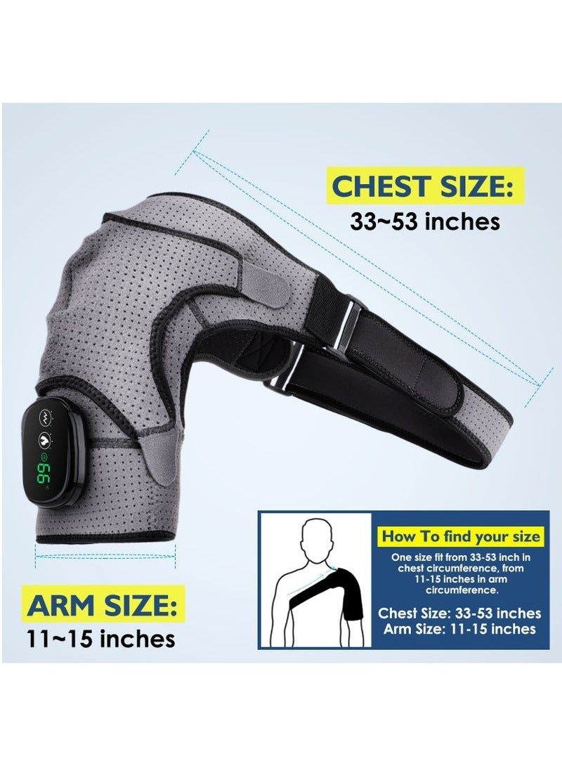 HailiCare Electric Heating Shoulder Brace, LED Display, Vibration Shoulder Massage Support Belt Strap, For Arthritis Joint Injury Pain Relief - Image 2