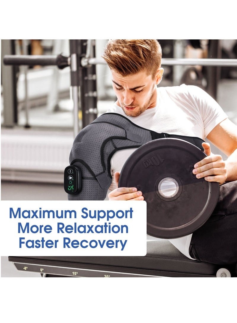 HailiCare Electric Heating Shoulder Brace, LED Display, Vibration Shoulder Massage Support Belt Strap, For Arthritis Joint Injury Pain Relief - Image 3