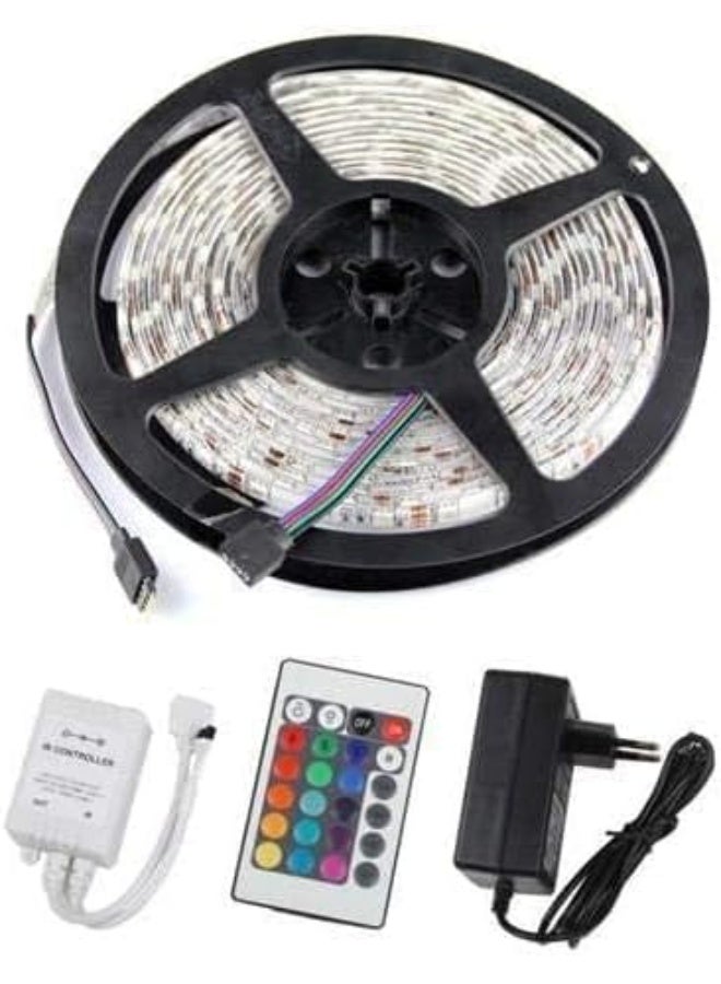 شريط إضاءة LED RGB مع ريموت ومزود طاقة – شريط مرن بطول 5 أمتار يحتوي على 300 لمبة SMD ملونة، إضاءة متعددة الألوان لغرف النوم، المنازل، التلفاز والحفلات - Image 5