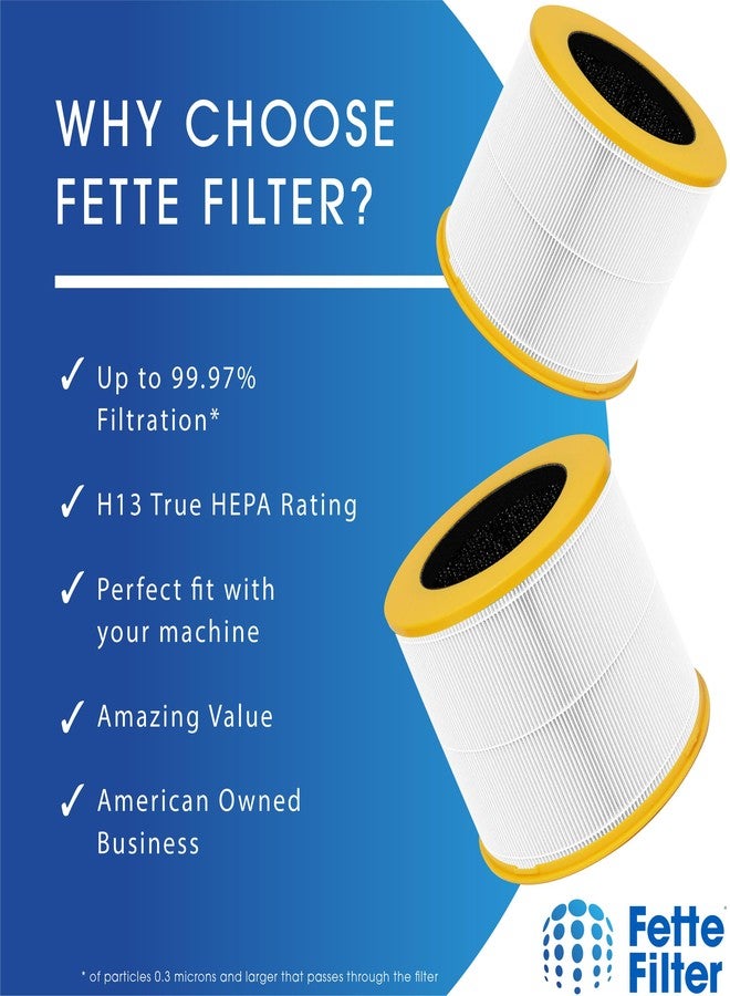 فيتي فلتر فلتر Fette - AD46000V فلتر بديل بتقنية HEPA H13 الحقيقية، متوافق مع جهاز تنقية الهواء الشخصي المكتبي Dirt Devil WD10100V. يتضمن فلترين بديلين. قارن بالرقم المرجعي AD46000V. - Image 3