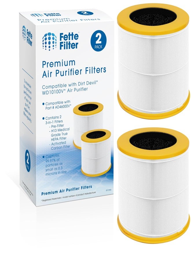 فيتي فلتر فلتر Fette - AD46000V فلتر بديل بتقنية HEPA H13 الحقيقية، متوافق مع جهاز تنقية الهواء الشخصي المكتبي Dirt Devil WD10100V. يتضمن فلترين بديلين. قارن بالرقم المرجعي AD46000V. - Image 1