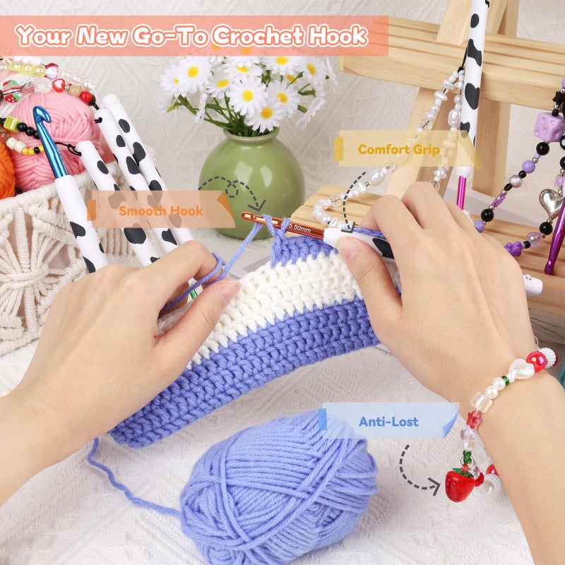 Coopay Crochet Hooks, Crochet Hook with Soft Polymer Clay Handle and Attached Bracelet - Stylish & Practical - 2.5mm (C-2) - Image 5