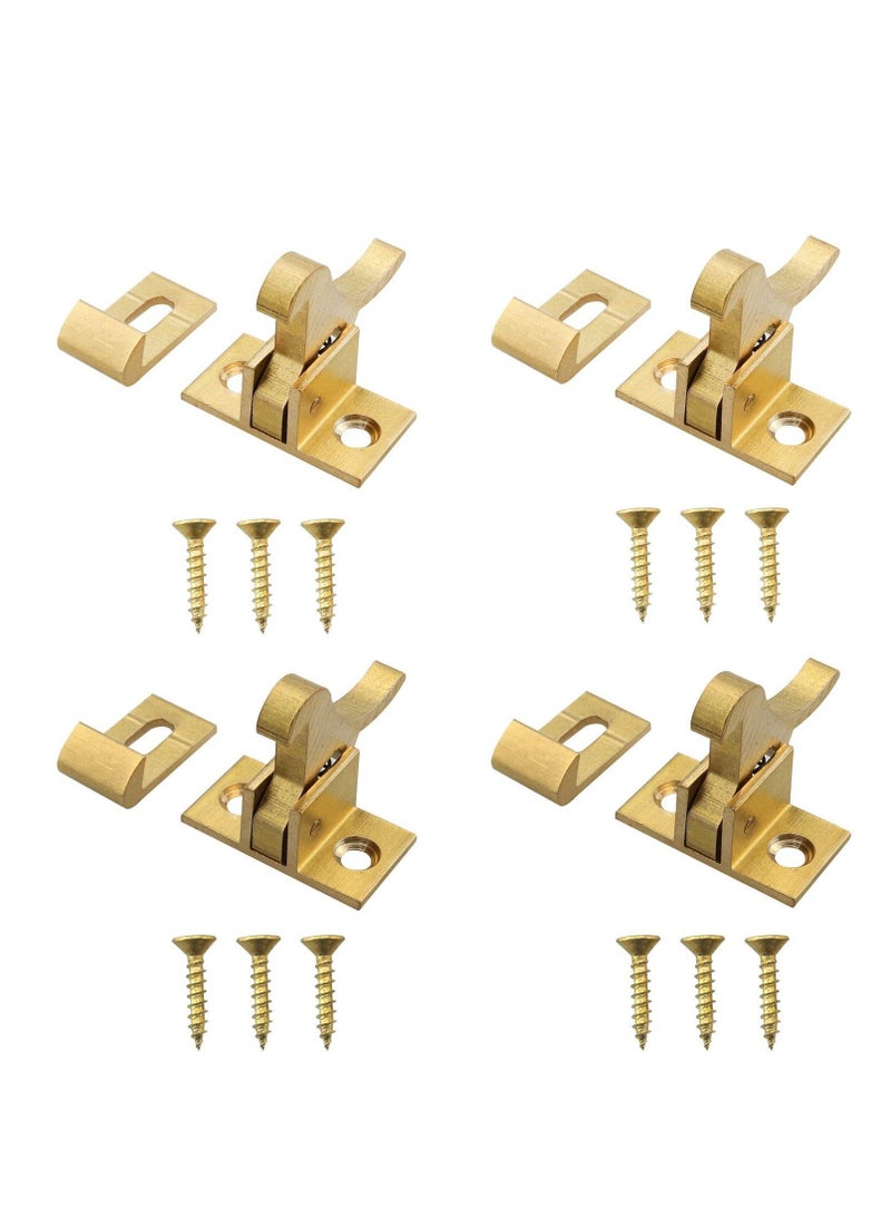 Heavy Duty Brass Elbow Latch Catch for Cabinets Windows and Doors 4 Pack with Mounting Screws Ideal for Home and Office Use  - Image 1
