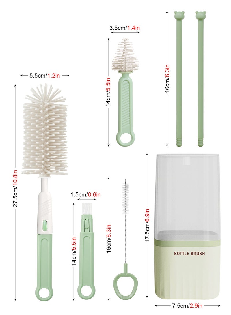 URbazaar 6 In 1 Baby Bottle Cleaner Kit With Silicone Brush, Nipple Brush, Straw Brush, Drying Rack - Image 2