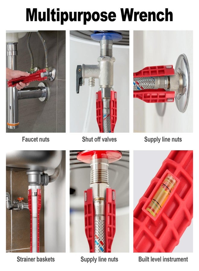 XDENGP 14 in 1 Faucet and Sink Installer, Multifunctional Basin Wrench, Faucet Wrench for Undermount Sink, Kitchen Bathroom Toilet, Ideal for Tight Spaces Installation and Repairs Tools - Image 3