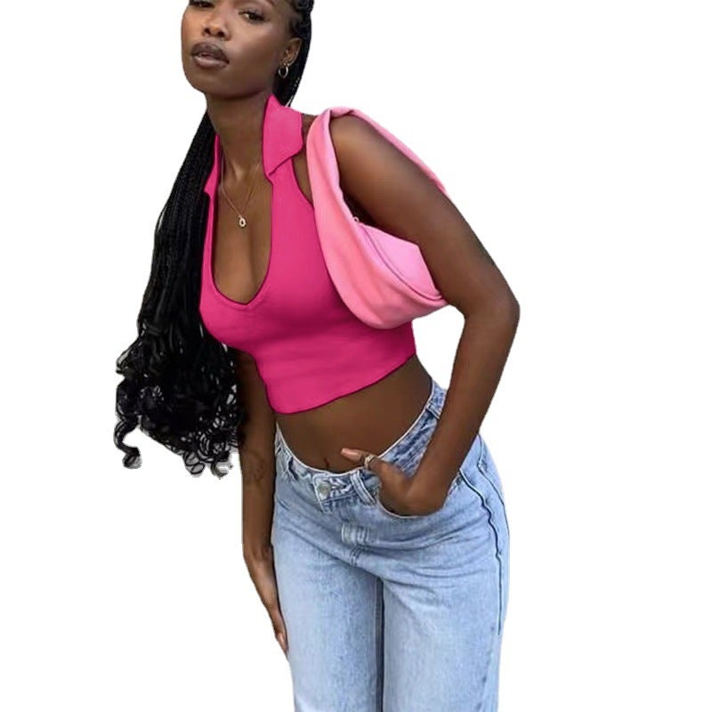 Knitted Ribbed U-Neck Short Camisole Top for Women, Solid Color - Image 5