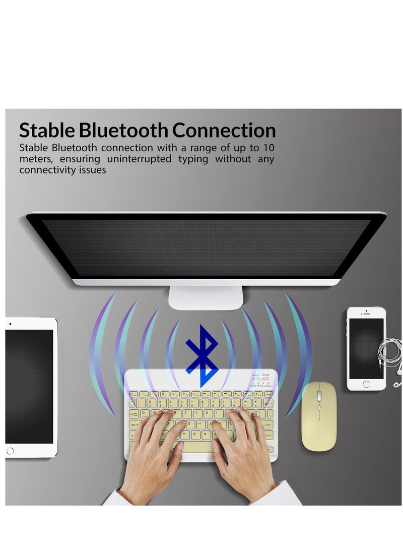 Set of Rechargeable Bluetooth Keyboard and Mouse - Portable Wireless Mouse/Keyboard Set - Android/iOS/Windows - Smart Phone/Tablet/PC - iPhone iPad Pro Air Mini, iPad OS/iOS (BLACK)