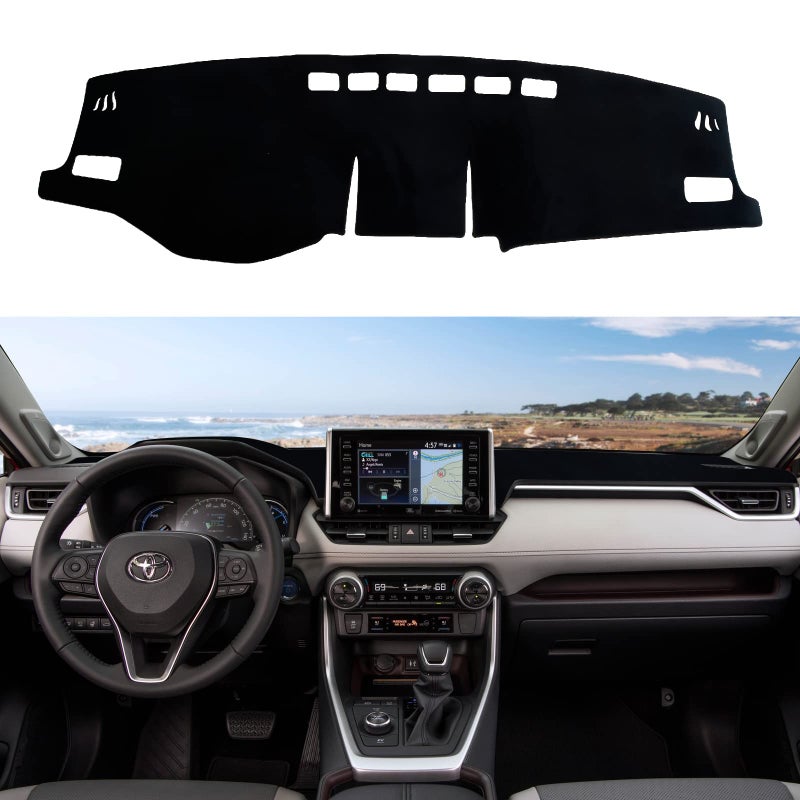 Rilsen Dashboard Cover Mat Custom Fit for 20192023 2024 Toyota RAV4 Accessories Dash Cover Nonslip Dash Mat Protector Sunshade No Glare Black