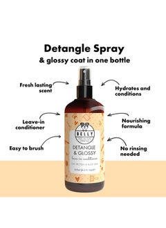 Belly Belly Dog Detangling Spray, 8.5 Fl Oz - A Natural Dog Leave in Conditioner Spray & Detangler Spray - Dog Conditioner for Matted Coats & Detangling Spray for Dogs with Oat Protein & Aloe Vera  - Image 2