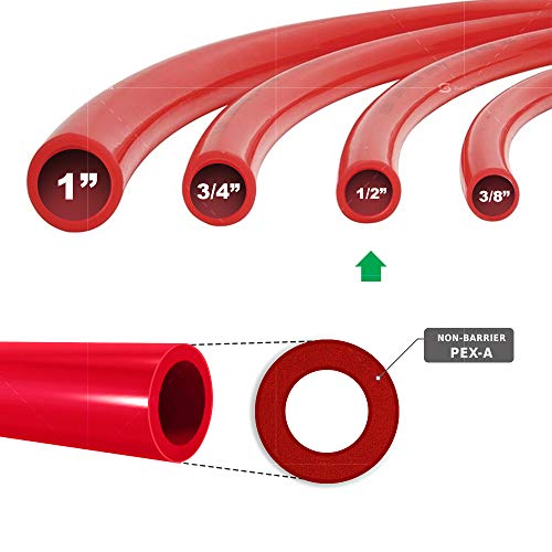 SUPPLYGIANT أنبوب PEX-A 1/2 بوصة × 100 قدم لفة، أنبوب غير حاجز للمياه الصالحة للشرب، أنبوب مياه مرن 1/2 بوصة للسباكة، أحمر - Image 2