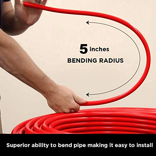 SUPPLYGIANT أنبوب PEX-A 1/2 بوصة × 100 قدم لفة، أنبوب غير حاجز للمياه الصالحة للشرب، أنبوب مياه مرن 1/2 بوصة للسباكة، أحمر - Image 5