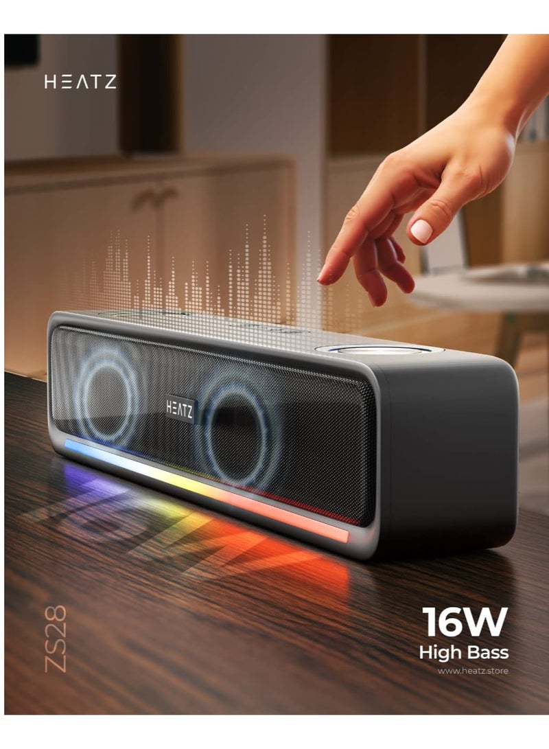 هيتز سماعة بلوتوث محمولة ساوند بار ماكس – 16 واط صوت جهير عالي وستيريو، مزودة بإضاءة RGB ديسكو، دعم الاقتران عبر TWS، شحن سريع، دعم بطاقة SD، USB ومدخل AUX – اللون: أسود - Image 2
