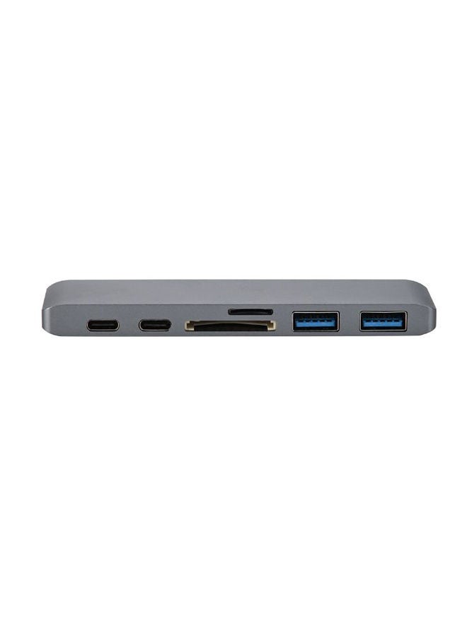 NIBEMINENT Type-C Dual USB 3.0 Hub Adapter For MacBook Pro Black - Image 1