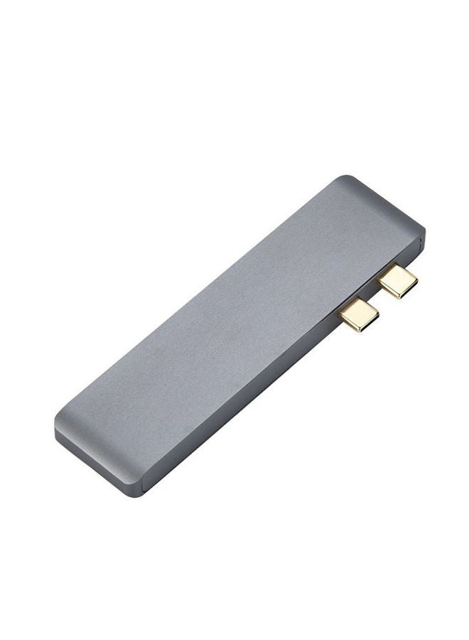 NIBEMINENT Type-C Dual USB 3.0 Hub Adapter For MacBook Pro Black - Image 2