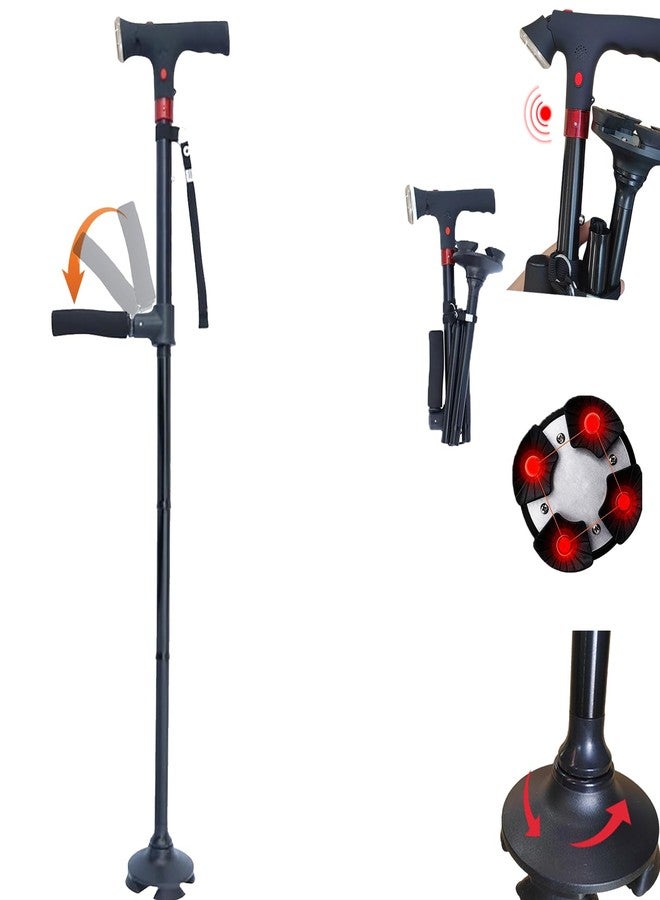 Lramkuy 2026 New Smart Walking Cane, Upgrade Smart Walking Canes for Men Women with Alarm, with Light, Foldable Dual Handles, Adjustable Canes for Elderly, Gift for Veterans & Parents (1 pcs) - Image 1