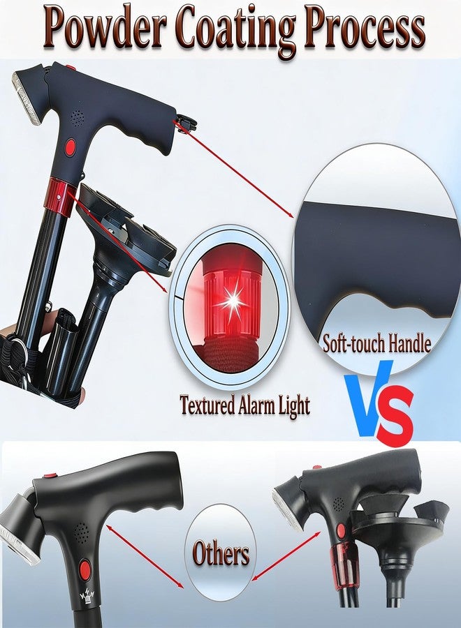 Lramkuy 2026 New Smart Walking Cane, Upgrade Smart Walking Canes for Men Women with Alarm, with Light, Foldable Dual Handles, Adjustable Canes for Elderly, Gift for Veterans & Parents (1 pcs) - Image 4