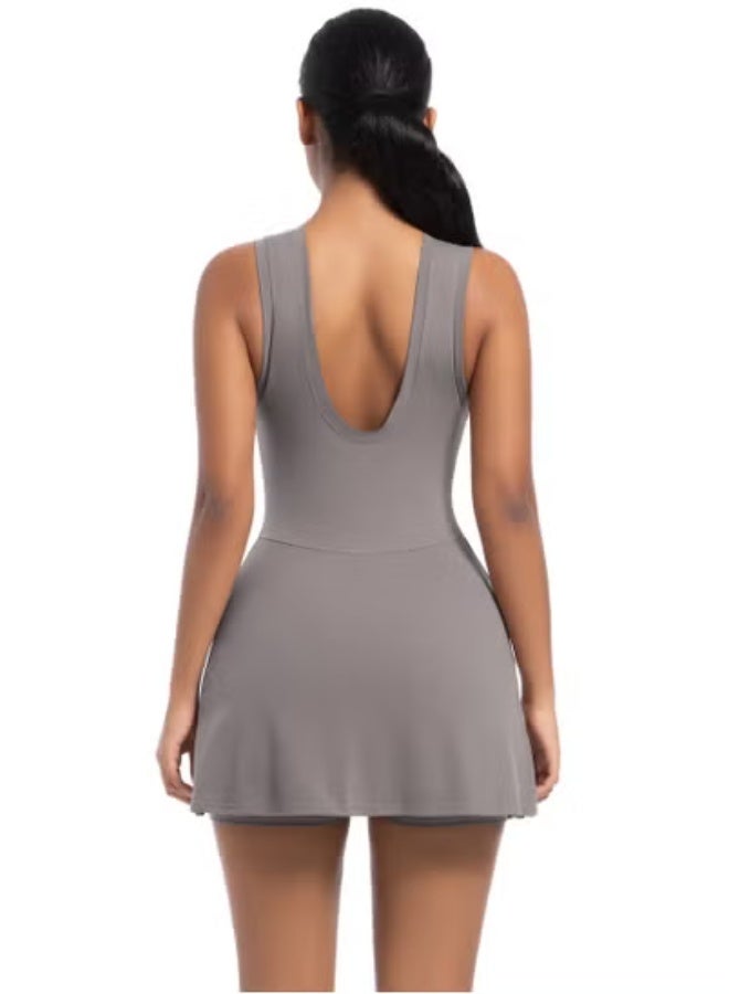 RedMapleTEK Tennis Skirt Yoga Wear Tank Top All-in-One Fitness Wear Golf Dress  - Image 4