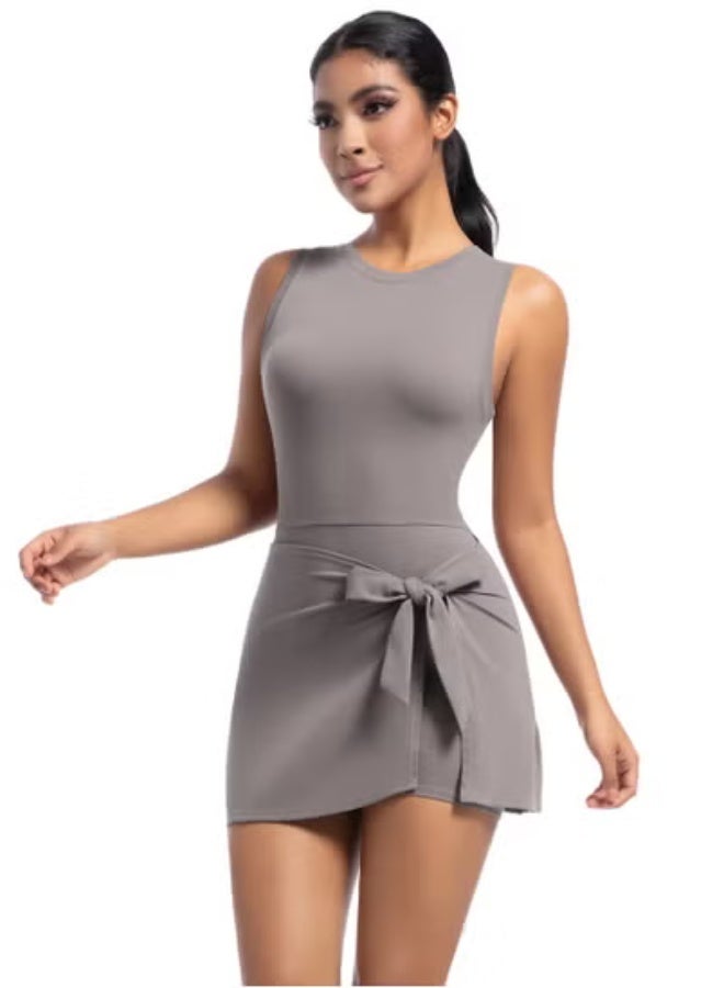 RedMapleTEK Tennis Skirt Yoga Wear Tank Top All-in-One Fitness Wear Golf Dress  - Image 3
