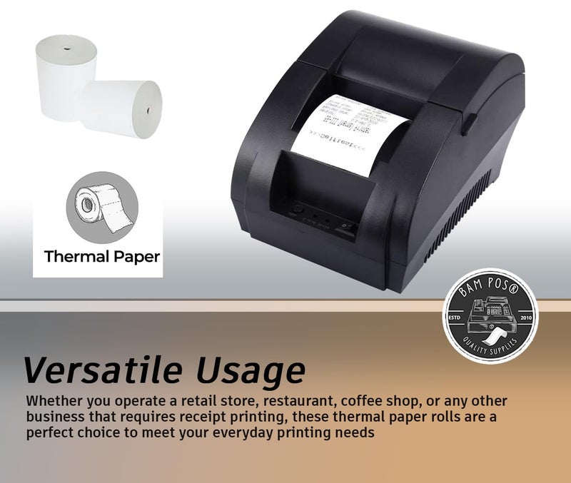 BAM POS 3 1/8" x 190' Thermal Receipt Paper Rolls For Most POS Systems and Receipt Printers, Compatible With Clover Station, Square Station, Toast Station, TM-T88, TSP Series (30 Rolls) - Image 3