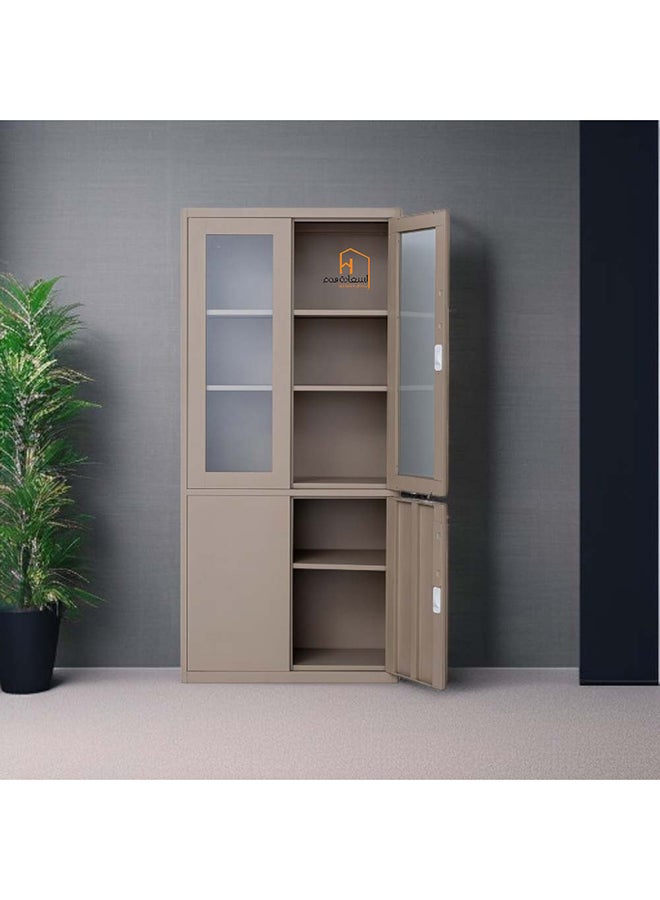 السعادة هوم  دولاب مكتبى حديد - 40×85×180 سم - بيج - Image 1
