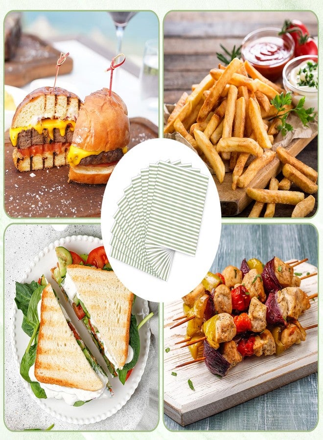 Whaline 150 Sheets Sage Green Wax Paper Striped Deli Paper Pastel Stripe Sandwich Wrapping Tissue Basket Liner for Food Baking Kitchen Party Supplies - Image 3
