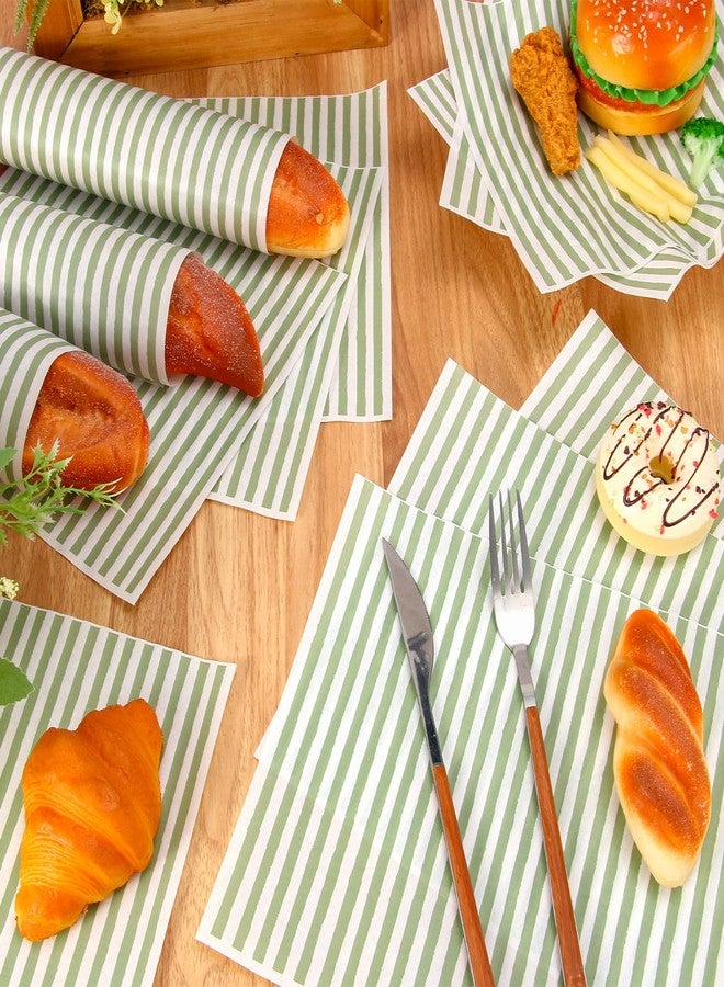 Whaline 150 Sheets Sage Green Wax Paper Striped Deli Paper Pastel Stripe Sandwich Wrapping Tissue Basket Liner for Food Baking Kitchen Party Supplies - Image 4