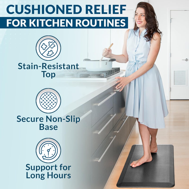 ComfiLife Anti Fatigue Floor Mat â€“ 3/4 Inch Thick Kitchen Mats for Floor, Standing Desk Mat, Kitchen Rug â€“ Comfort at Home, Office â€“ Durable â€“ Stain Resistant â€“ Non-Slip Bottom (20" x 32", Charcoal) - Image 5