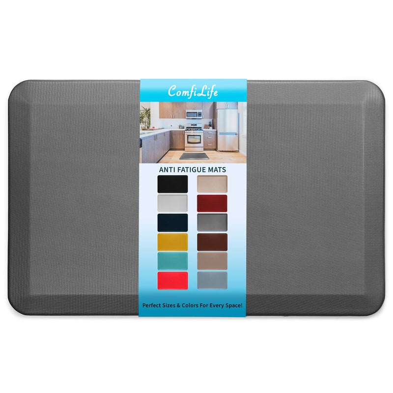 ComfiLife Anti Fatigue Floor Mat â€“ 3/4 Inch Thick Kitchen Mats for Floor, Standing Desk Mat, Kitchen Rug â€“ Comfort at Home, Office â€“ Durable â€“ Stain Resistant â€“ Non-Slip Bottom (20" x 32", Charcoal) - Image 1