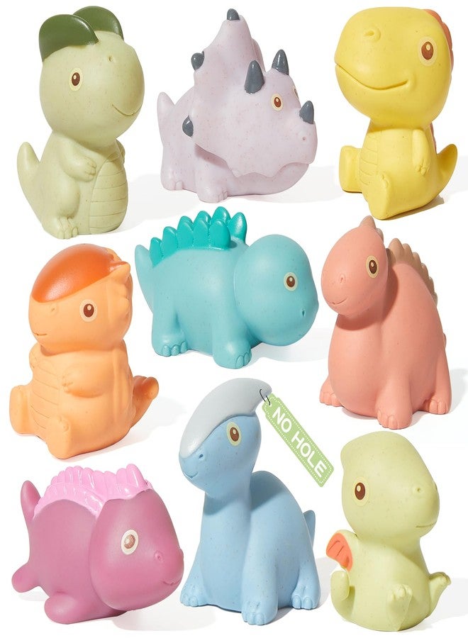 AMCHSURI Mold Free Bath Toys, Dinosaur 9 Pack |Cute, Not Hold Water Design | Soft, Squeezable & Float on Water | Safe Non-Toxic Easy-Grip Bath Toys Toddlers 2-4 | Great Baby Bathtub Pool Water Toys - Image 1