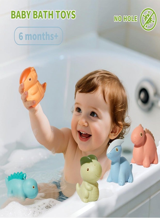 AMCHSURI Mold Free Bath Toys, Dinosaur 9 Pack |Cute, Not Hold Water Design | Soft, Squeezable & Float on Water | Safe Non-Toxic Easy-Grip Bath Toys Toddlers 2-4 | Great Baby Bathtub Pool Water Toys - Image 3