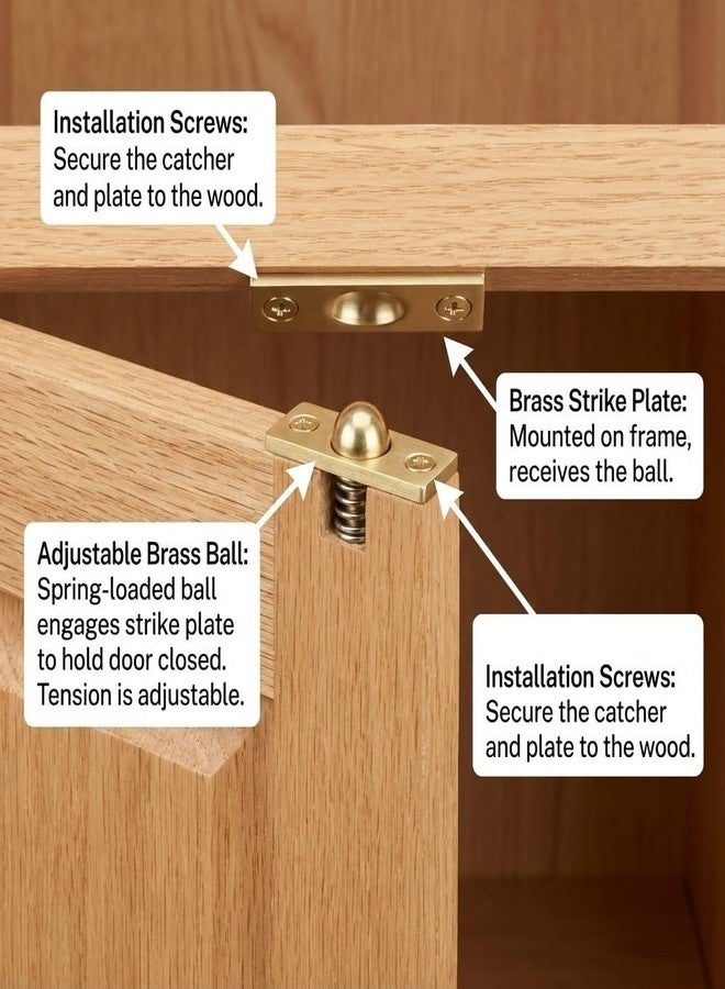 NACX 3mm x 4mm Door Closet Cabinet Ball Catch Latch Catcher, Adjustable Spring Ball Latch, 30Pcs Yellow, Yellow, Golden 3x4 - Image 5