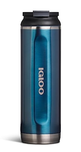Igloo, 20 OZ Stainless Steel, Tumbler, Flip ‘n’ Sip, Modern Blue - Image 1